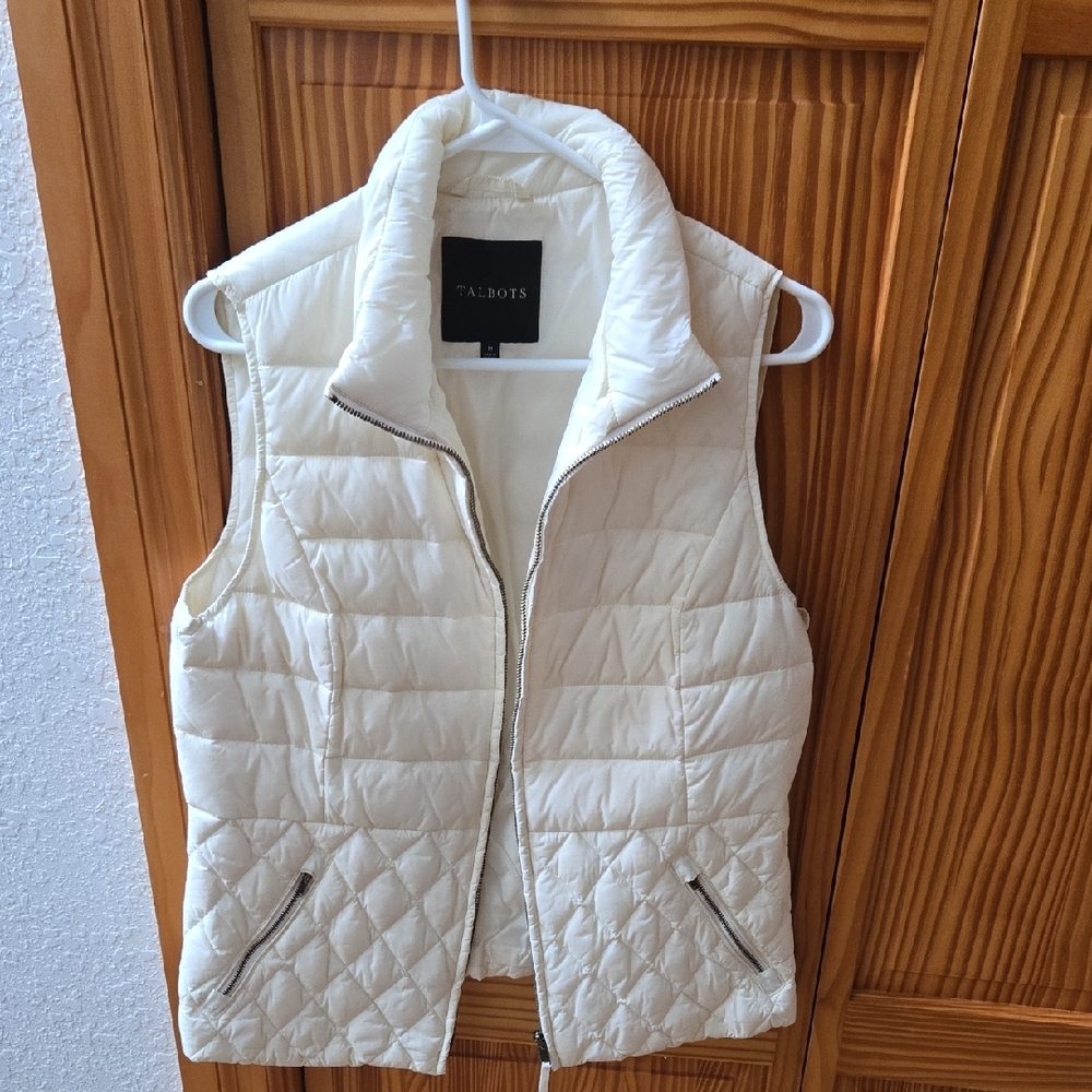Talbots Cream Quilted Vest